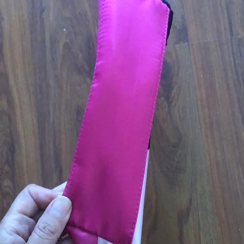 NEW Lancôme Pink and black satin make up bag